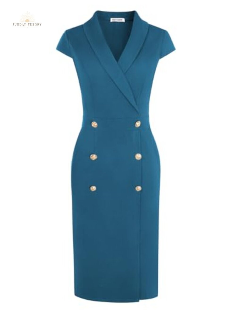 Work Bodycon Dress Cap Sleeve V-Neck Knee-Length Business Casual
